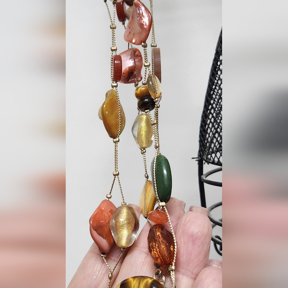 LIA SOPHIA Multicolor Beads, Gemstones & Shell Necklace EUC